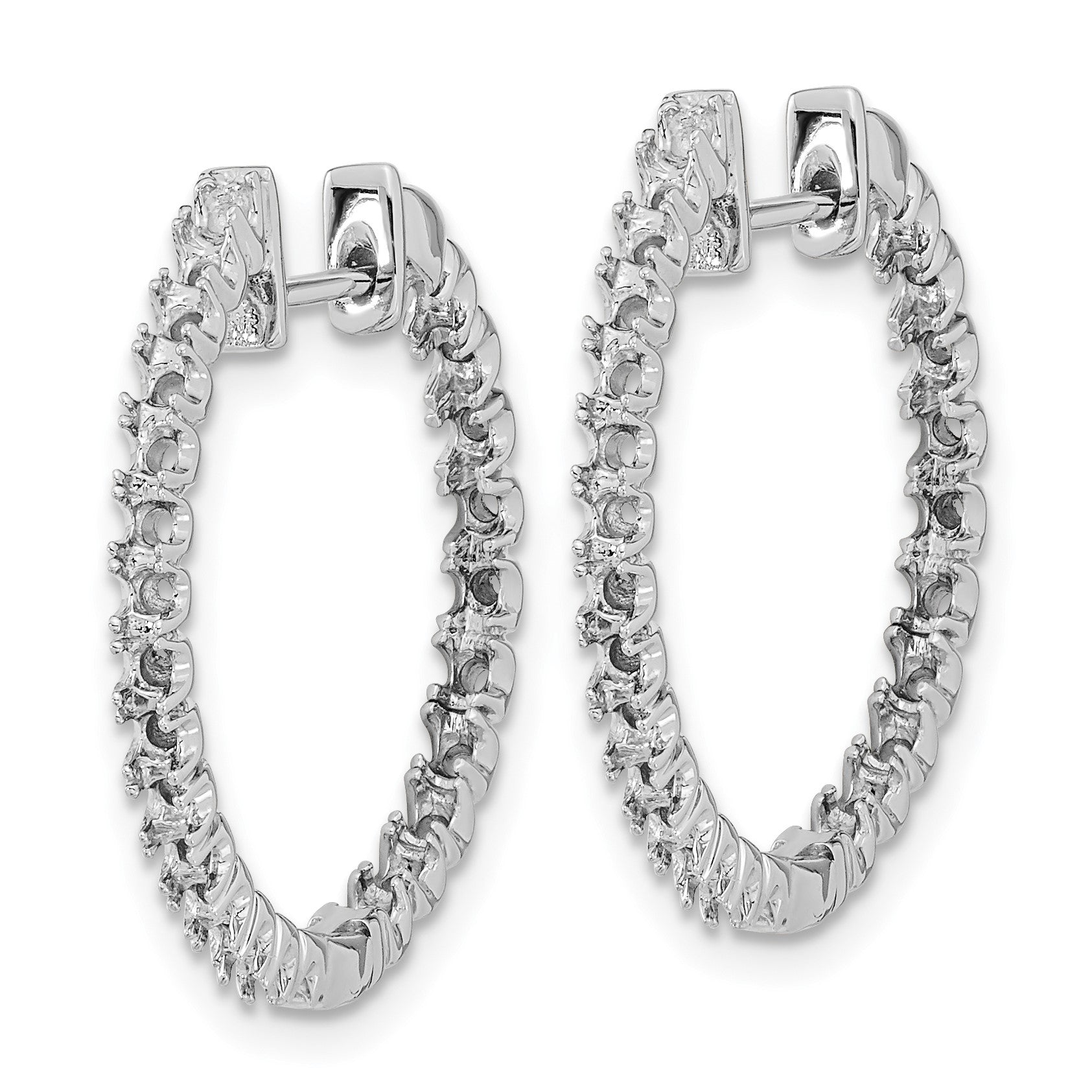 14k White Gold (Holds 50-1.9mm Round) In/Out Hinged Hoop Earring Mountings
