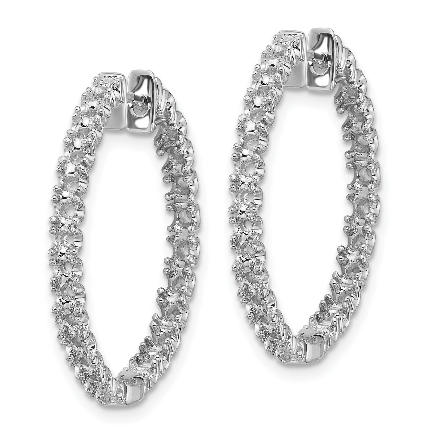 14k White Gold (Holds 50-2.3mm Round) In/Out Hinged Hoop Earring Mountings