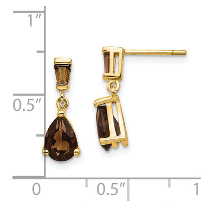 14k Gold Smoky Quartz Post Earrings