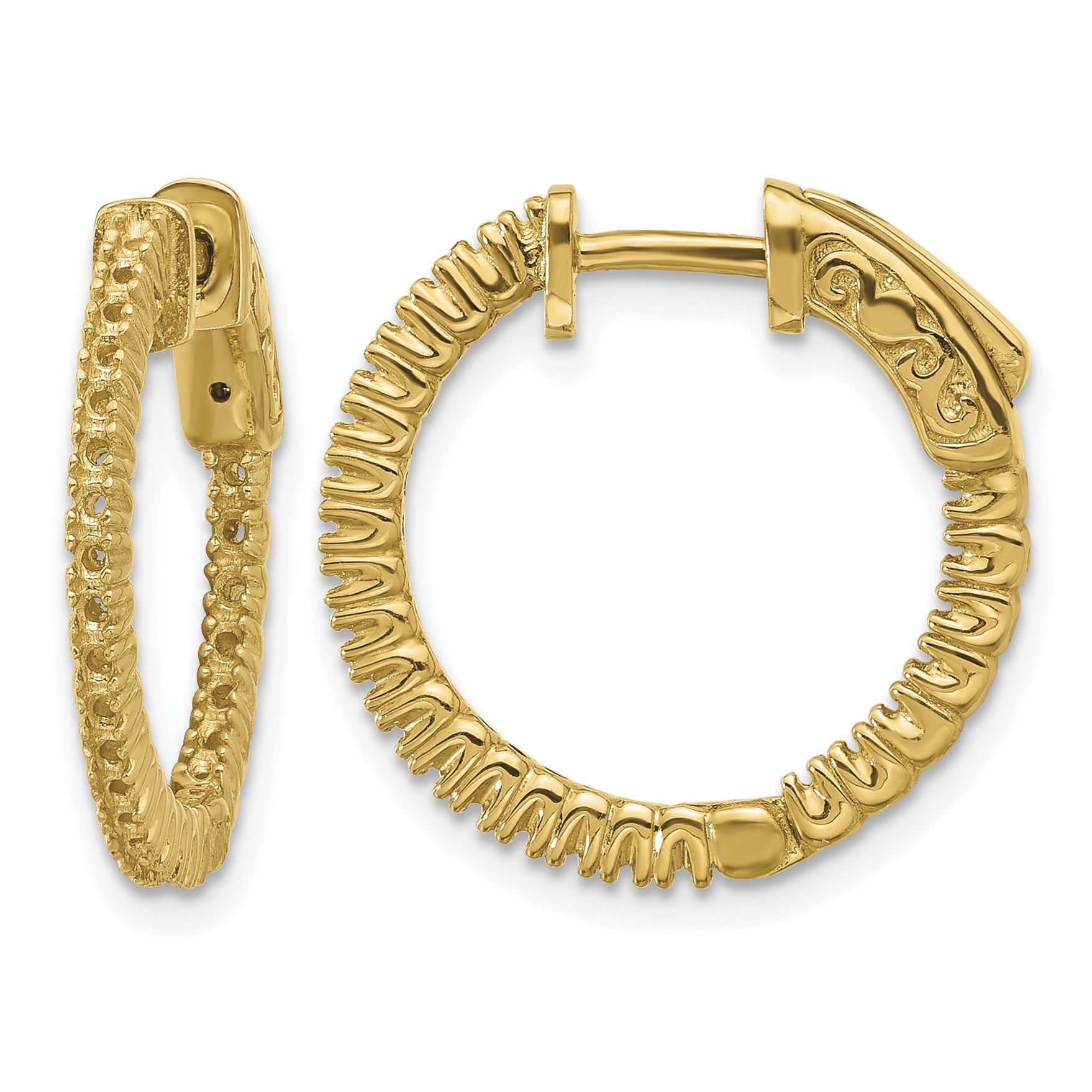 14k (Holds 50-1.2mm Round) In/Out Hoop w/Safety Clasp Earring Mountings