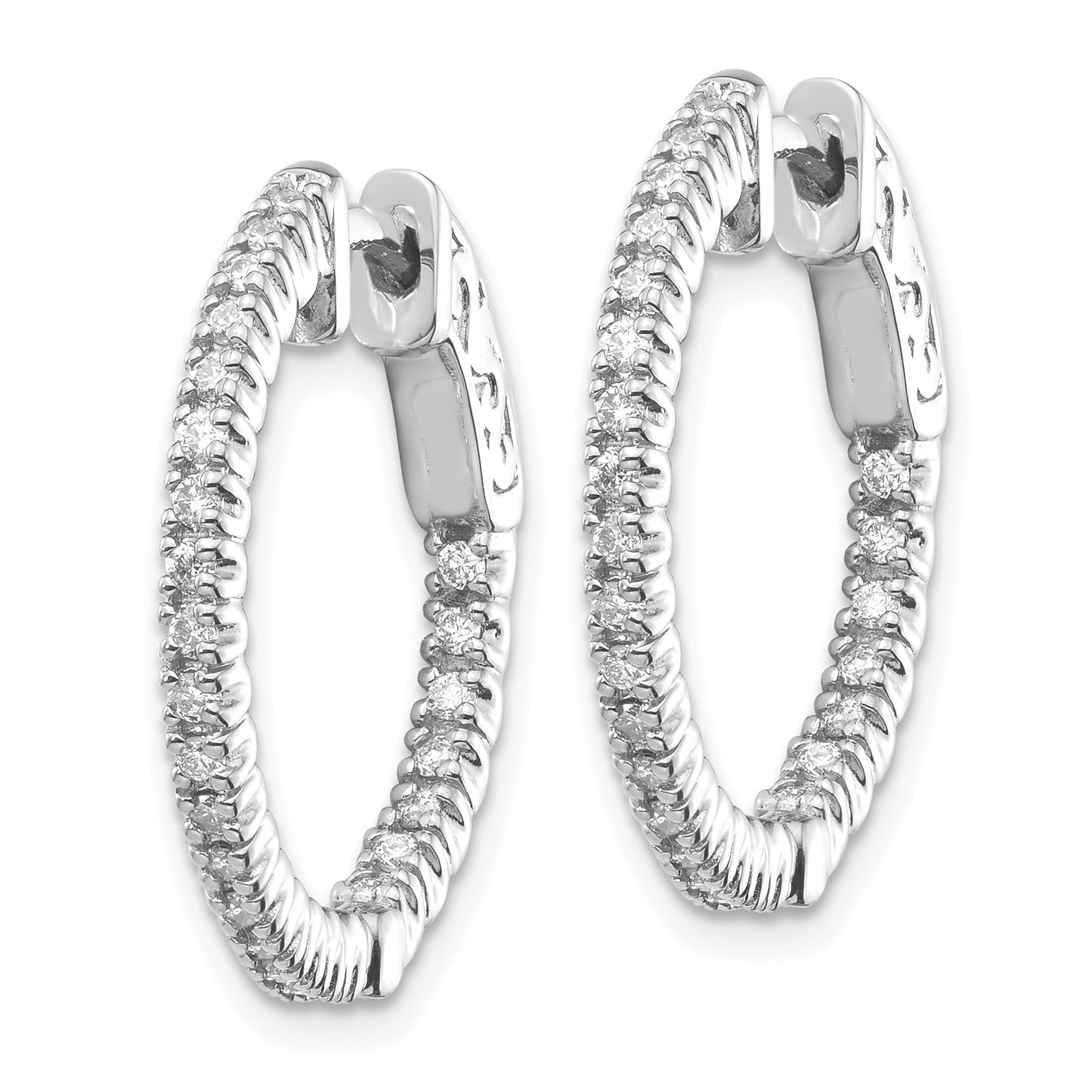 14k White Gold (Holds 50-1.2mm Round) In/Out Hoop w/Safety Clasp Earring Mountings