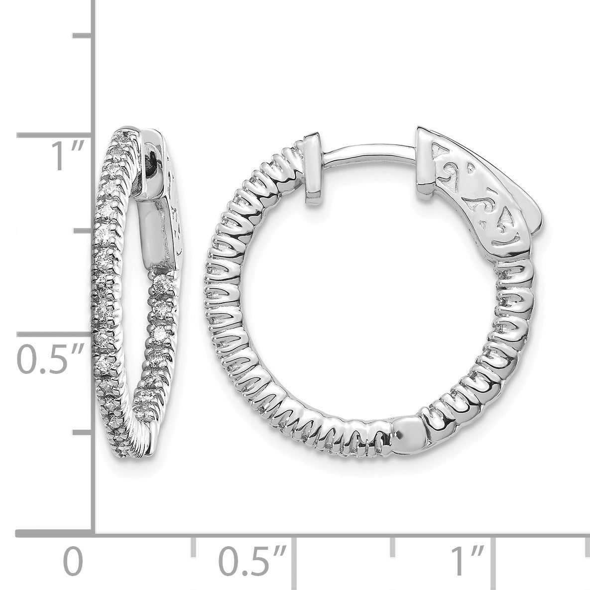 14k White Gold (Holds 50-1.2mm Round) In/Out Hoop w/Safety Clasp Earring Mountings