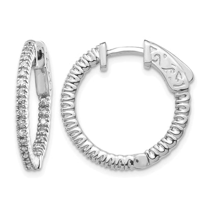 14k White Gold (Holds 50-1.2mm Round) In/Out Hoop w/Safety Clasp Earring Mountings