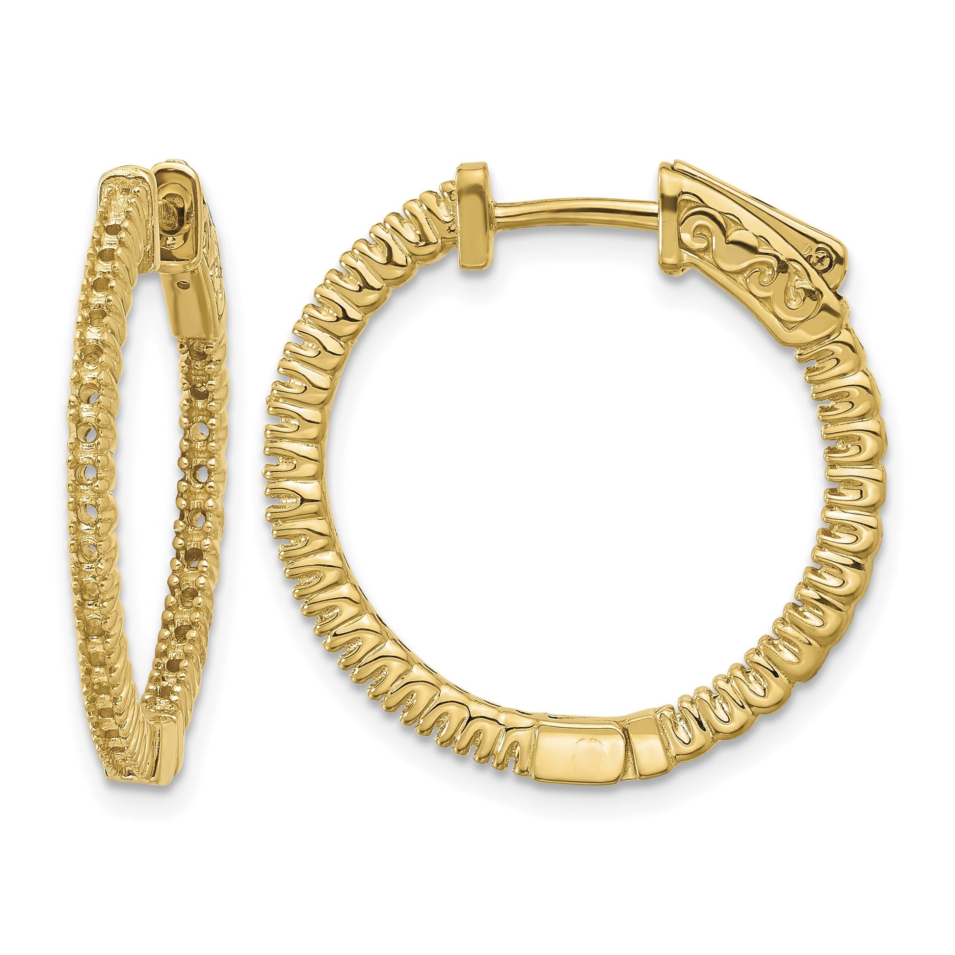 14k (Holds 60-1.3mm Round) In/Out Hoop w/Safety Clasp Earring Mountings