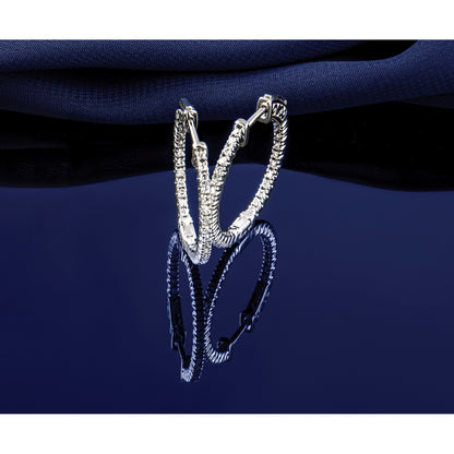 14k White Gold (Holds 60-1.3mm Round) In/Out Hoop w/Safety Clasp Earring Mountings
