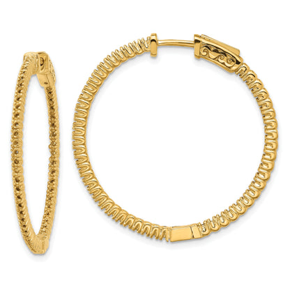 14k (Holds 100-1.2mm Round) In/Out Hoop w/Safety Clasp Earring Mountings