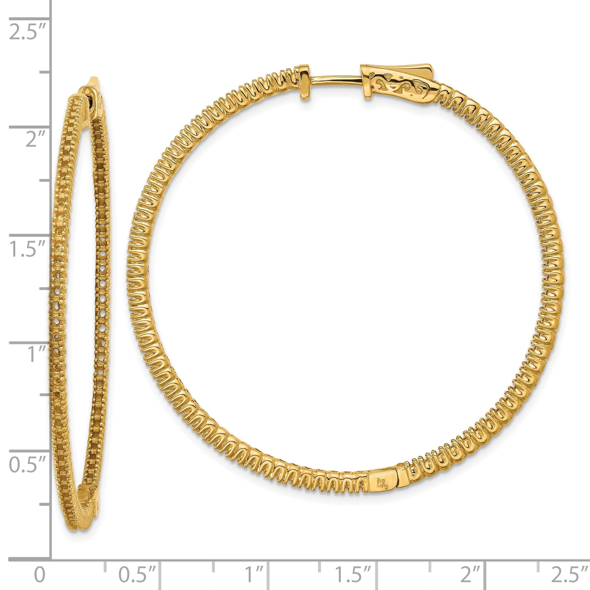 14k (Holds 156-1.2mm Round) In/Out Hoop w/Safety Clasp Earring Mountings