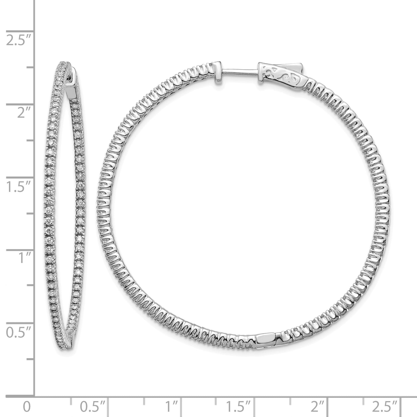 14k White Gold (Holds 156-1.2mm Round) In/Out Hoop w/Safety Clasp Earring Mountings