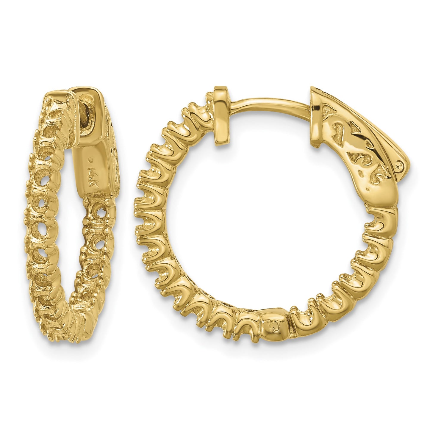 14k (Holds 34-1.9mm Round) In/Out Hoop w/Safety Clasp Earring Mountings