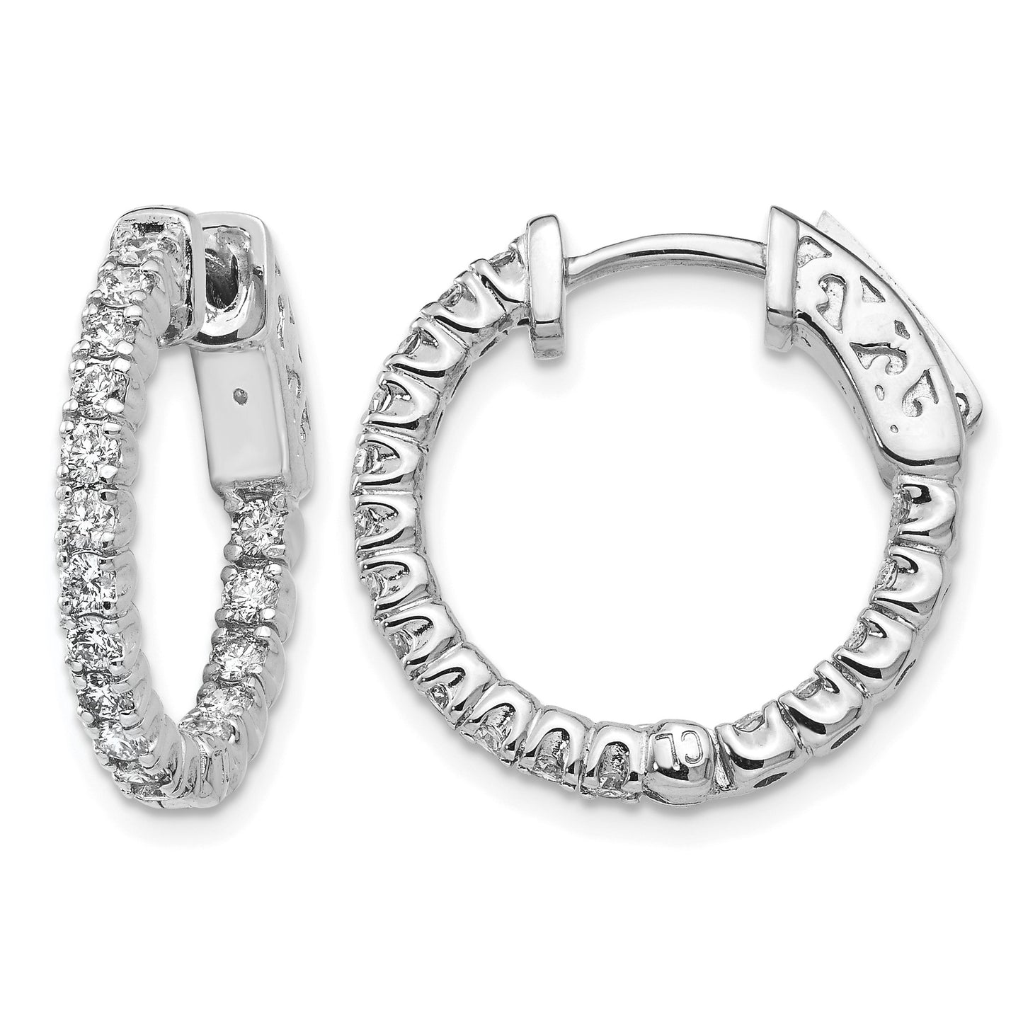 14k White Gold (Holds 34-1.9mm Round) In/Out Hoop w/Safety Clasp Earring Mountings