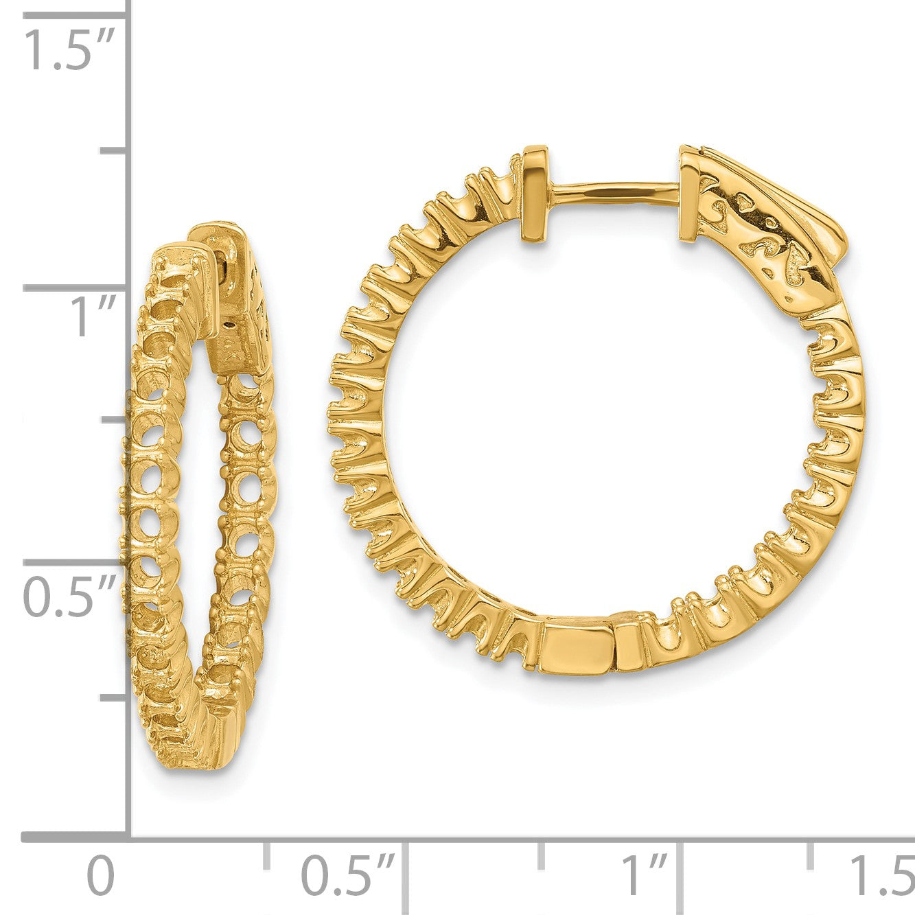 14k (Holds 44-1.9mm Round) In/Out Hoop w/Safety Clasp Earring Mountings