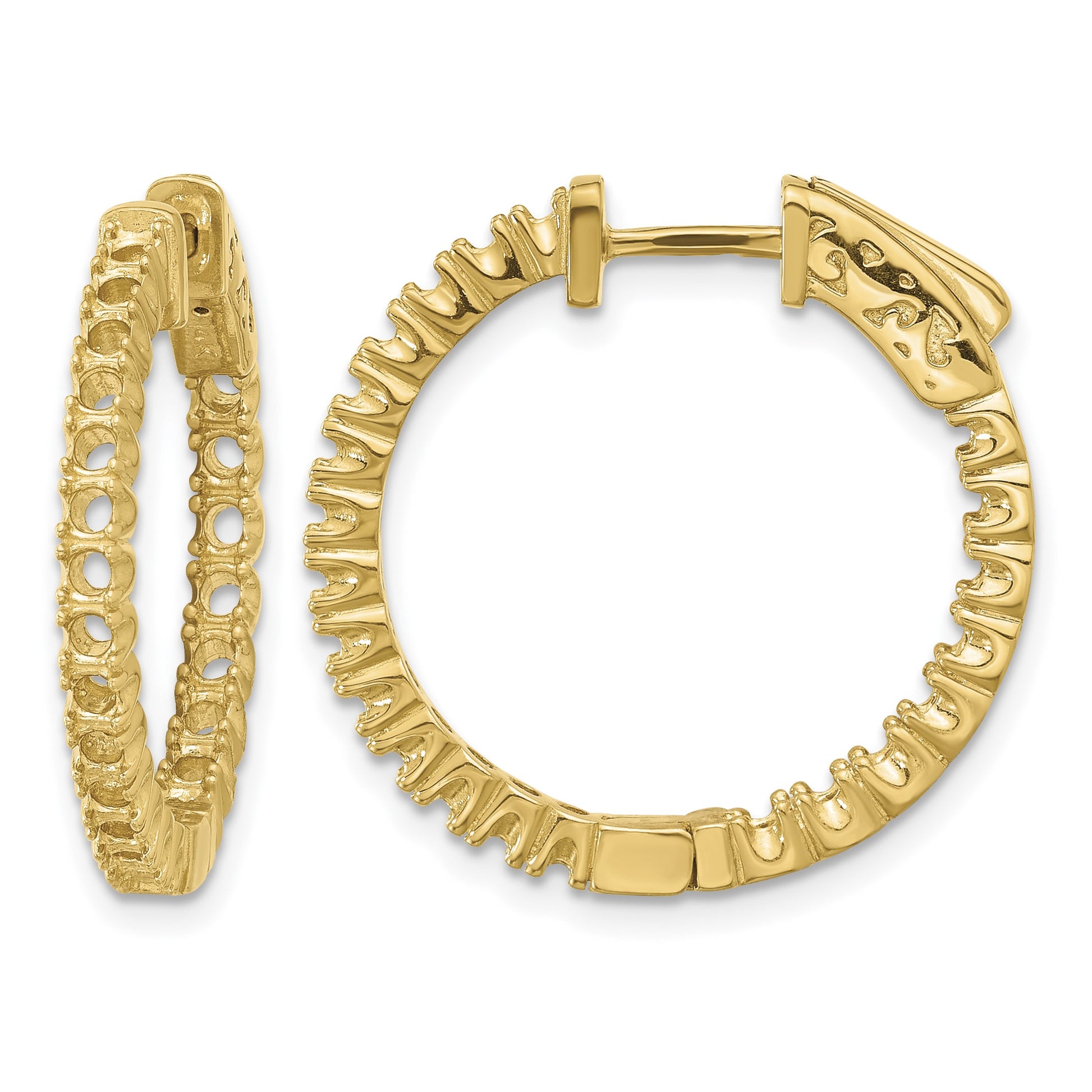 14k (Holds 44-1.9mm Round) In/Out Hoop w/Safety Clasp Earring Mountings