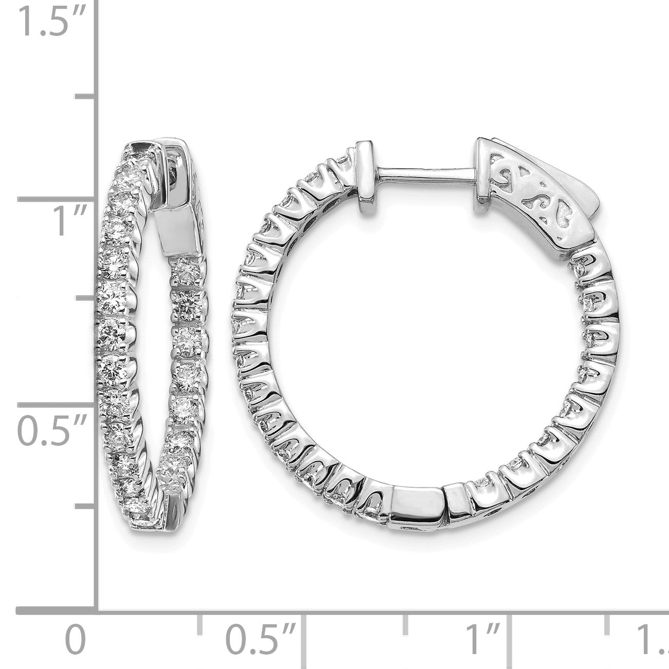 14k White Gold (Holds 44-1.9mm Round) In/Out Hoop w/Safety Clasp Earring Mountings