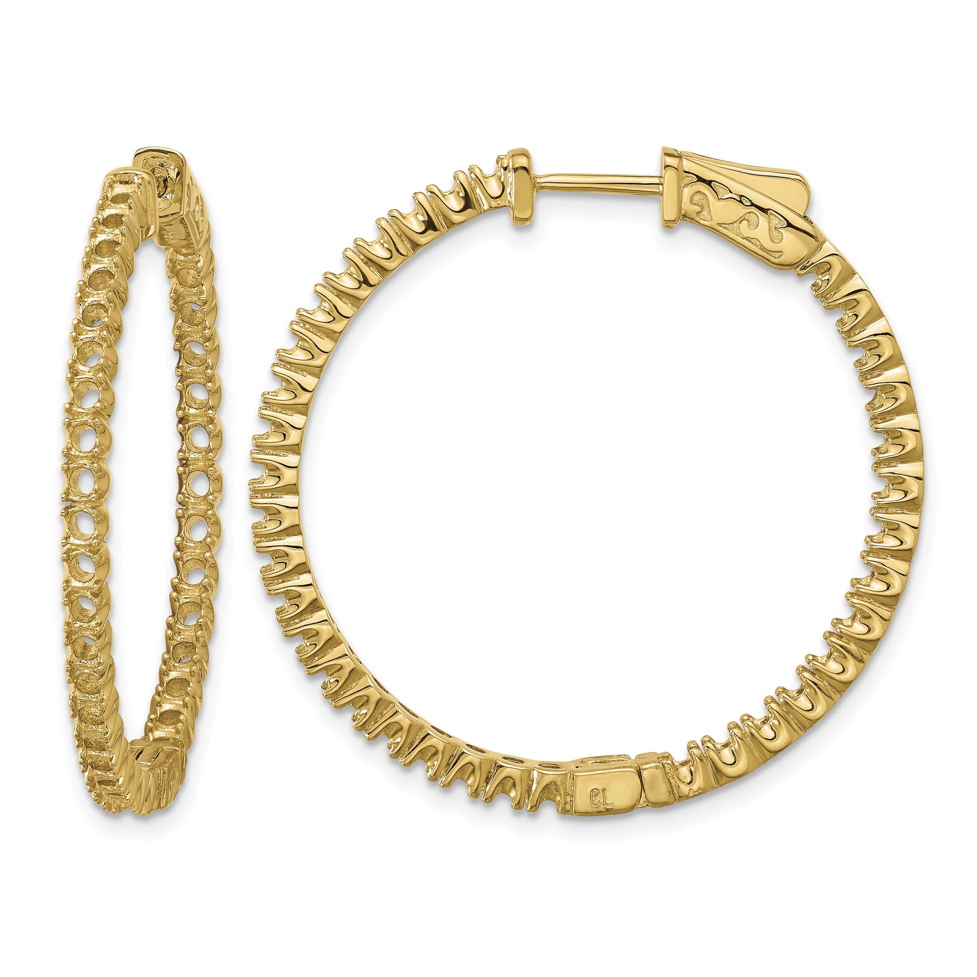 14k (Holds 70-1.9mm Round) In/Out Hoop w/Safety Clasp Earring Mountings