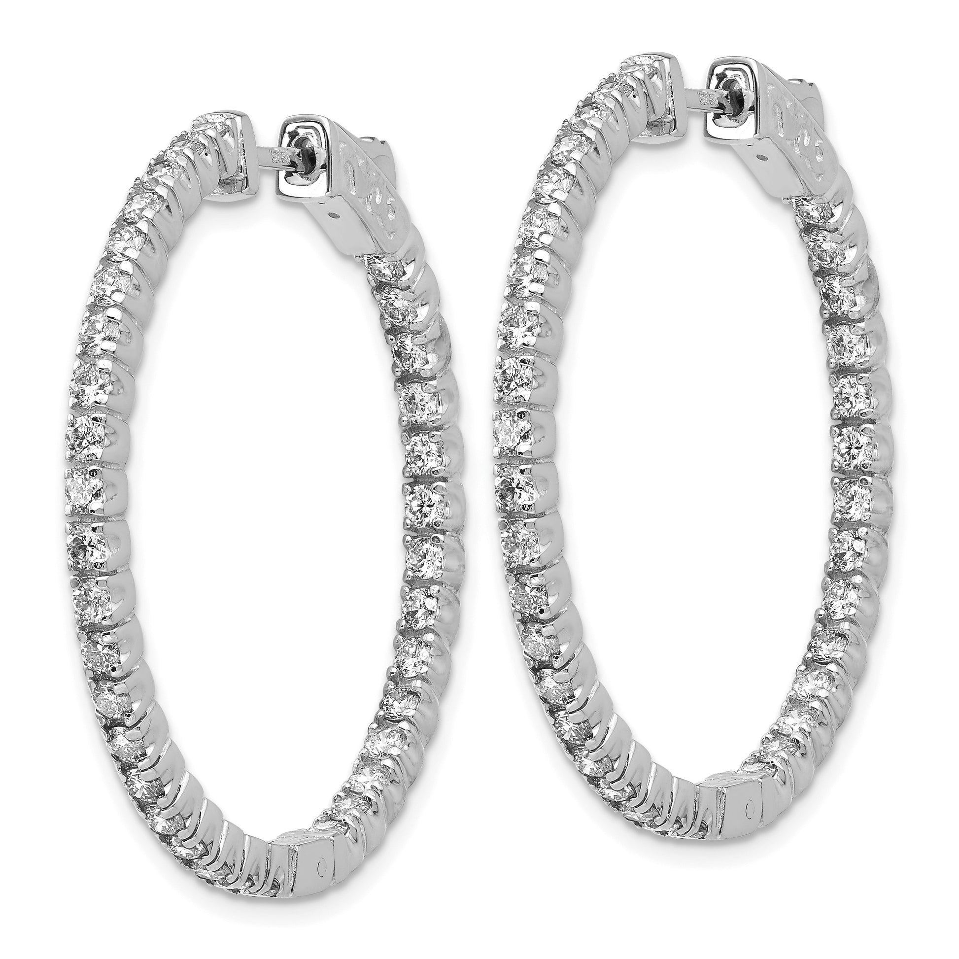 14k White Gold (Holds 70-1.9mm Round) In/Out Hoop w/Safety Clasp Earring Mountings