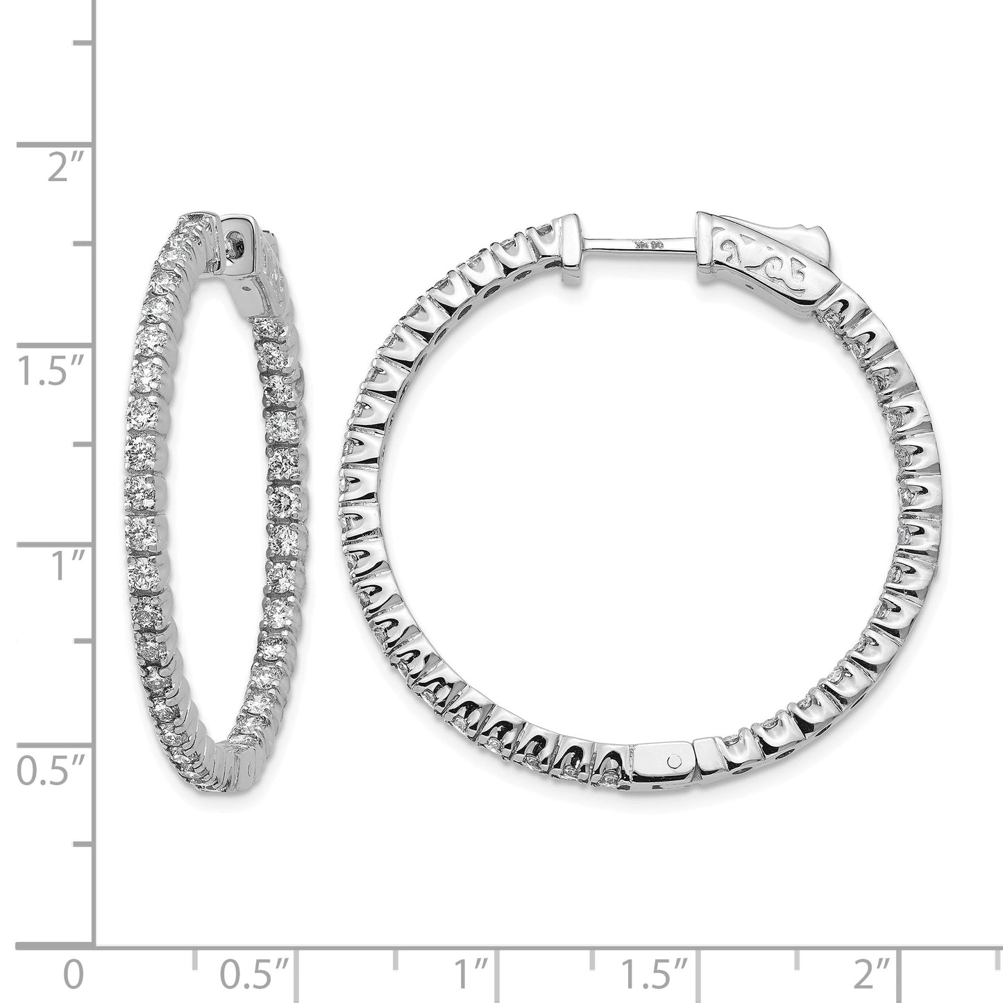 14k White Gold (Holds 70-1.9mm Round) In/Out Hoop w/Safety Clasp Earring Mountings