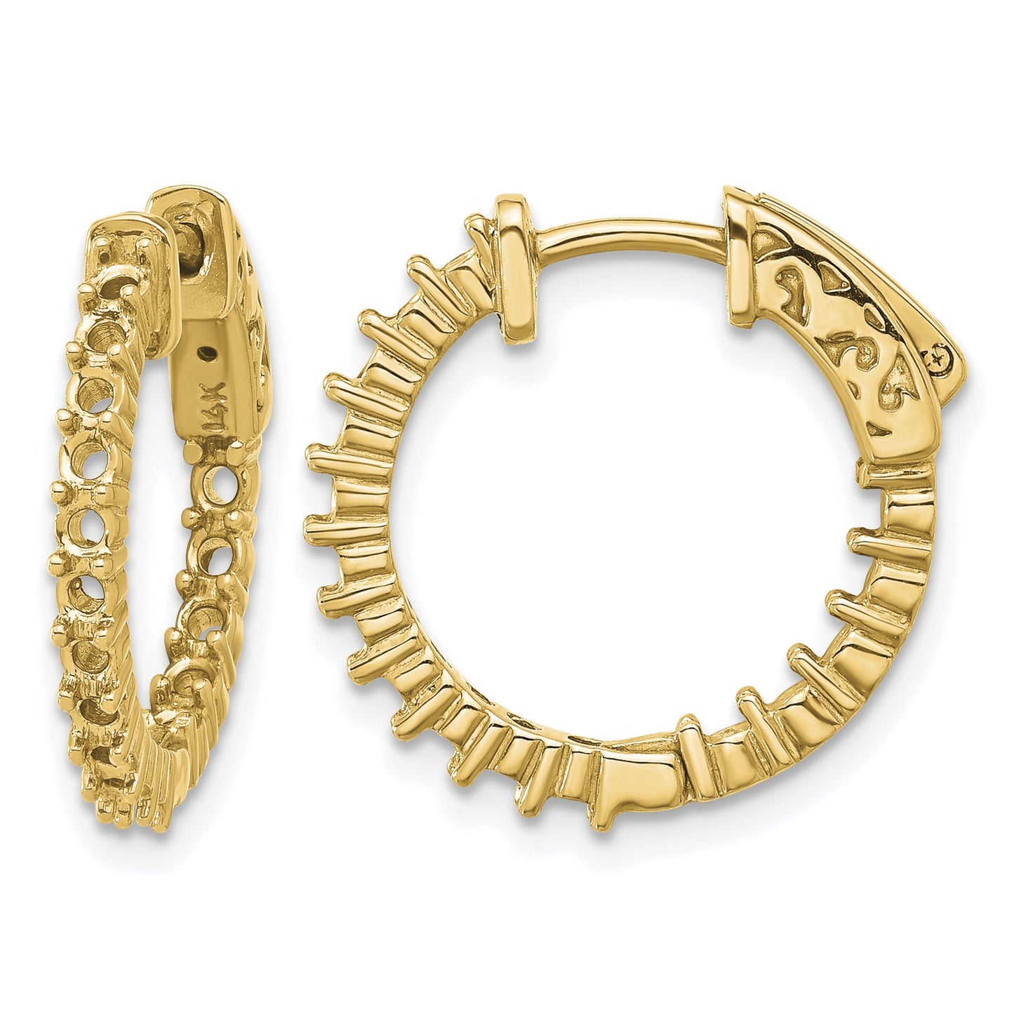 14k (Holds 32-1.9mm Round) In/Out Hoop w/Safety Clasp Earring Mountings
