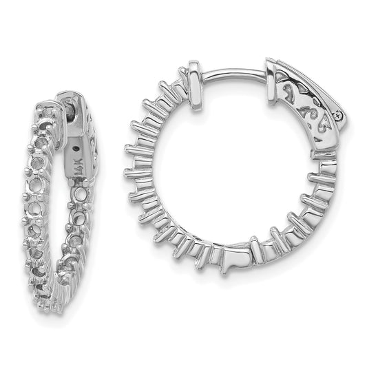 14k White Gold (Holds 32-1.9mm Round) In/Out Hoop w/Safety Clasp Earring Mountings