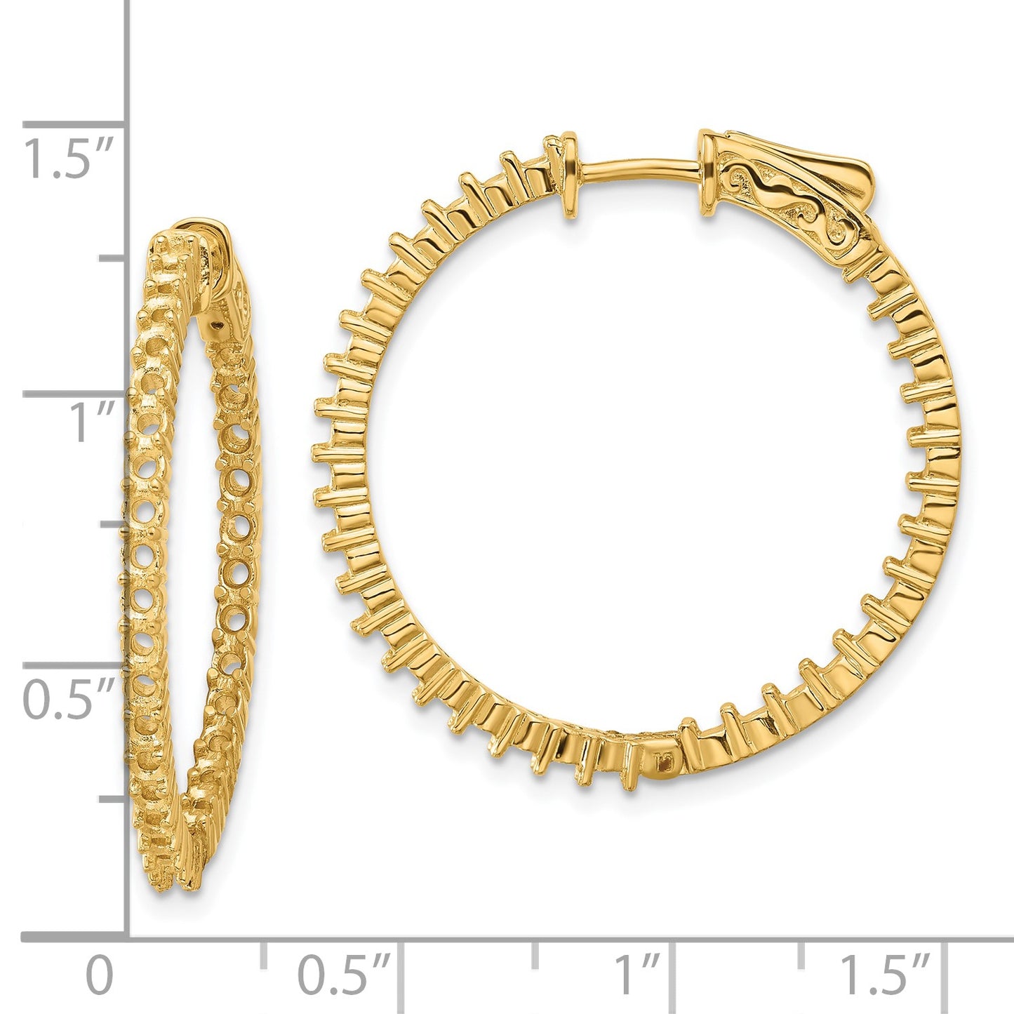 14k (Holds 66-1.9mm Round) In/Out Hoop w/Safety Clasp Earring Mountings