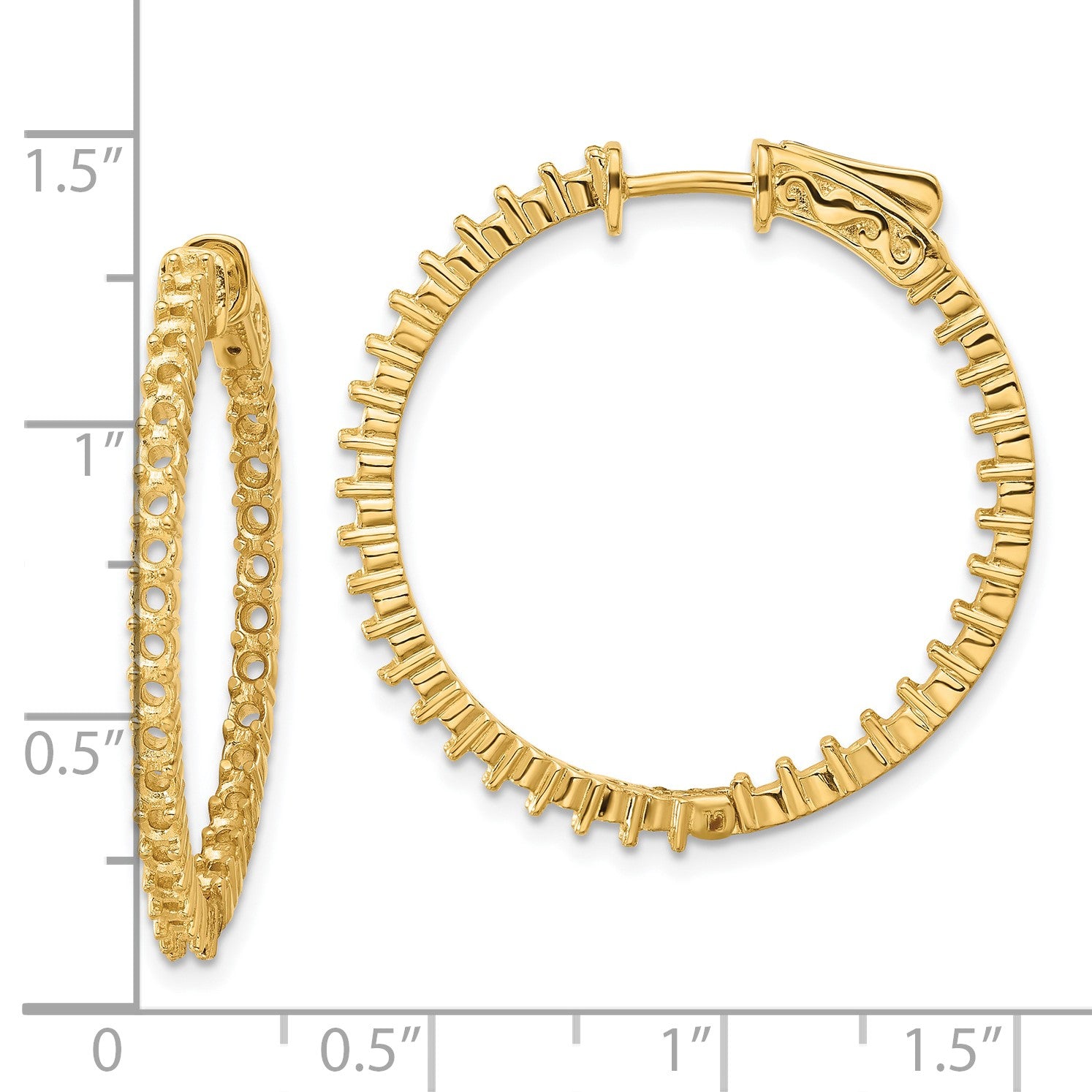 14k (Holds 66-1.9mm Round) In/Out Hoop w/Safety Clasp Earring Mountings
