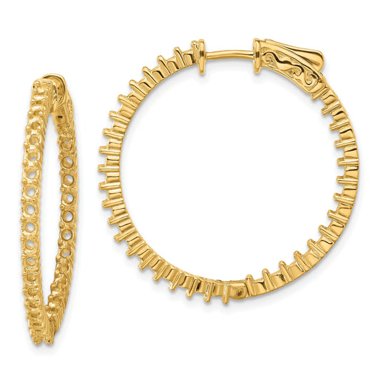 14k (Holds 66-1.9mm Round) In/Out Hoop w/Safety Clasp Earring Mountings
