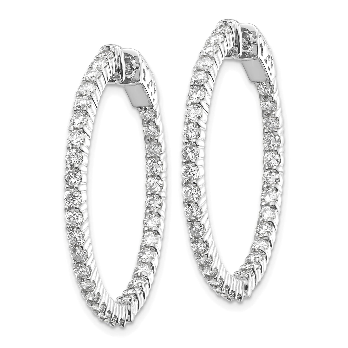 14k White Gold (Holds 66-1.9mm Round) In/Out Hoop w/Safety Clasp Earring Mountings