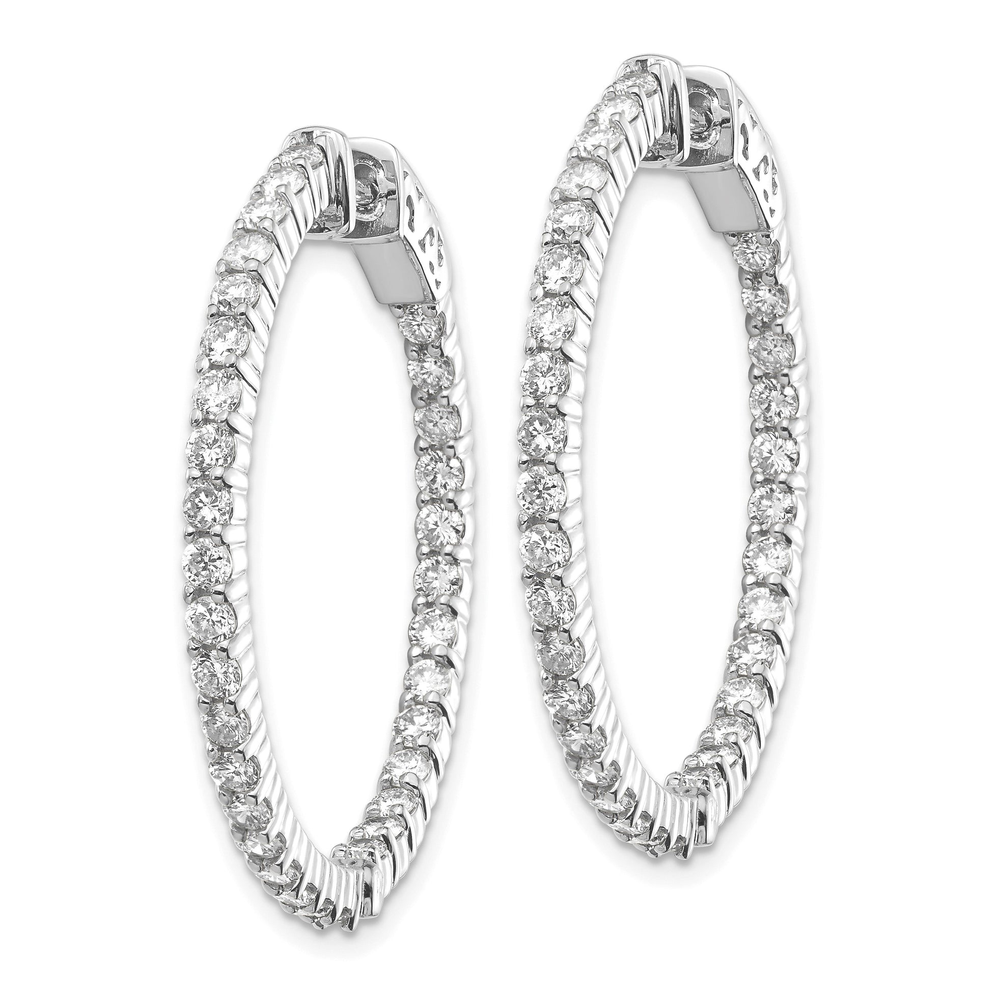 14k White Gold (Holds 66-1.9mm Round) In/Out Hoop w/Safety Clasp Earring Mountings