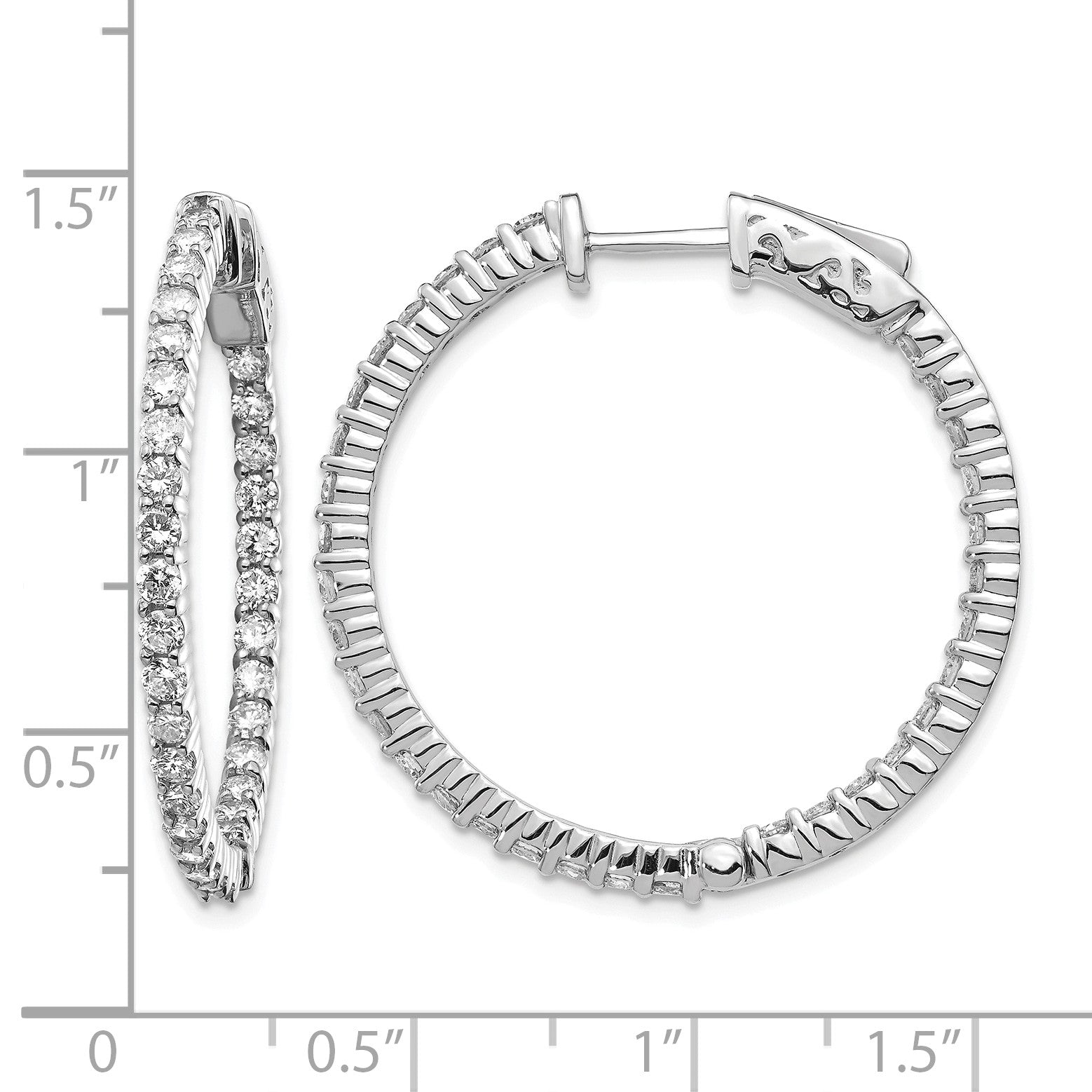 14k White Gold (Holds 66-1.9mm Round) In/Out Hoop w/Safety Clasp Earring Mountings
