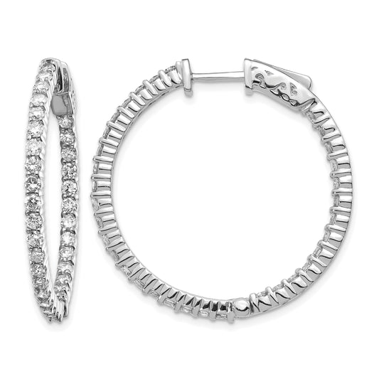 14k White Gold (Holds 66-1.9mm Round) In/Out Hoop w/Safety Clasp Earring Mountings