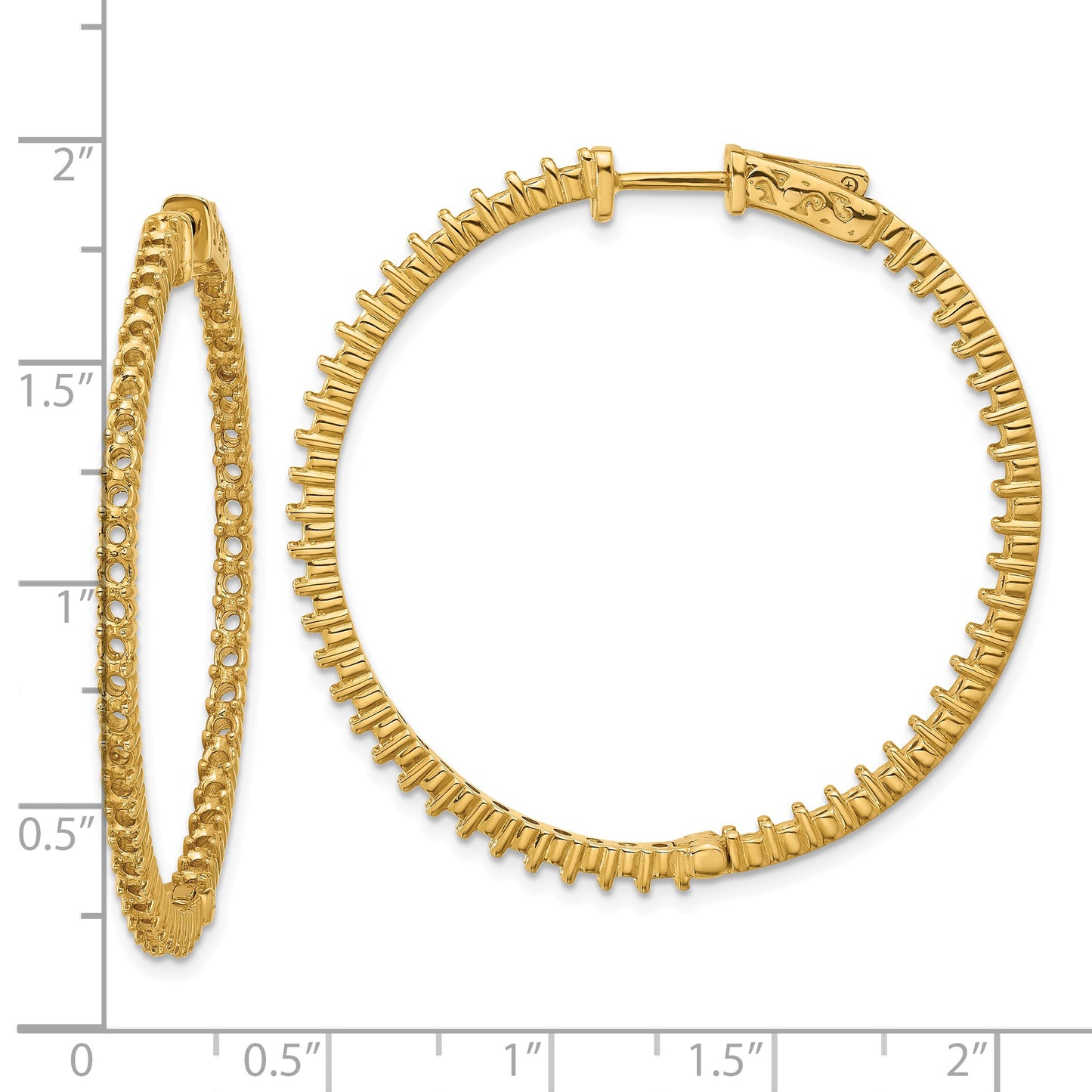14k (Holds 100-2.0mm Round) In/Out Hoop w/Safety Clasp Earring Mountings