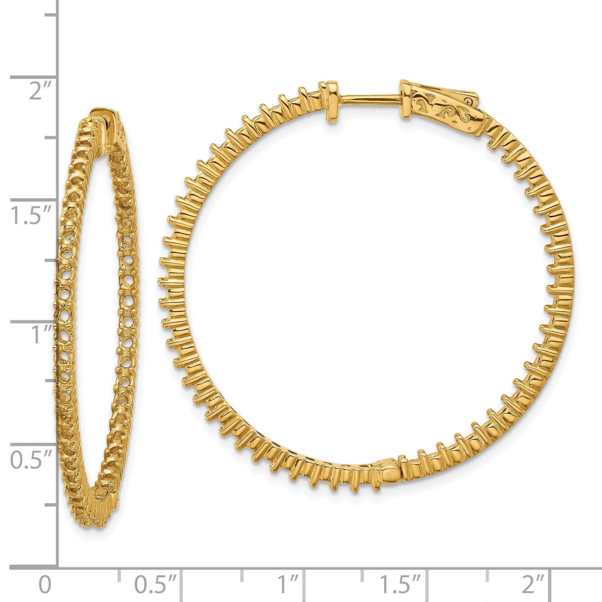 14k (Holds 100-2.0mm Round) In/Out Hoop w/Safety Clasp Earring Mountings
