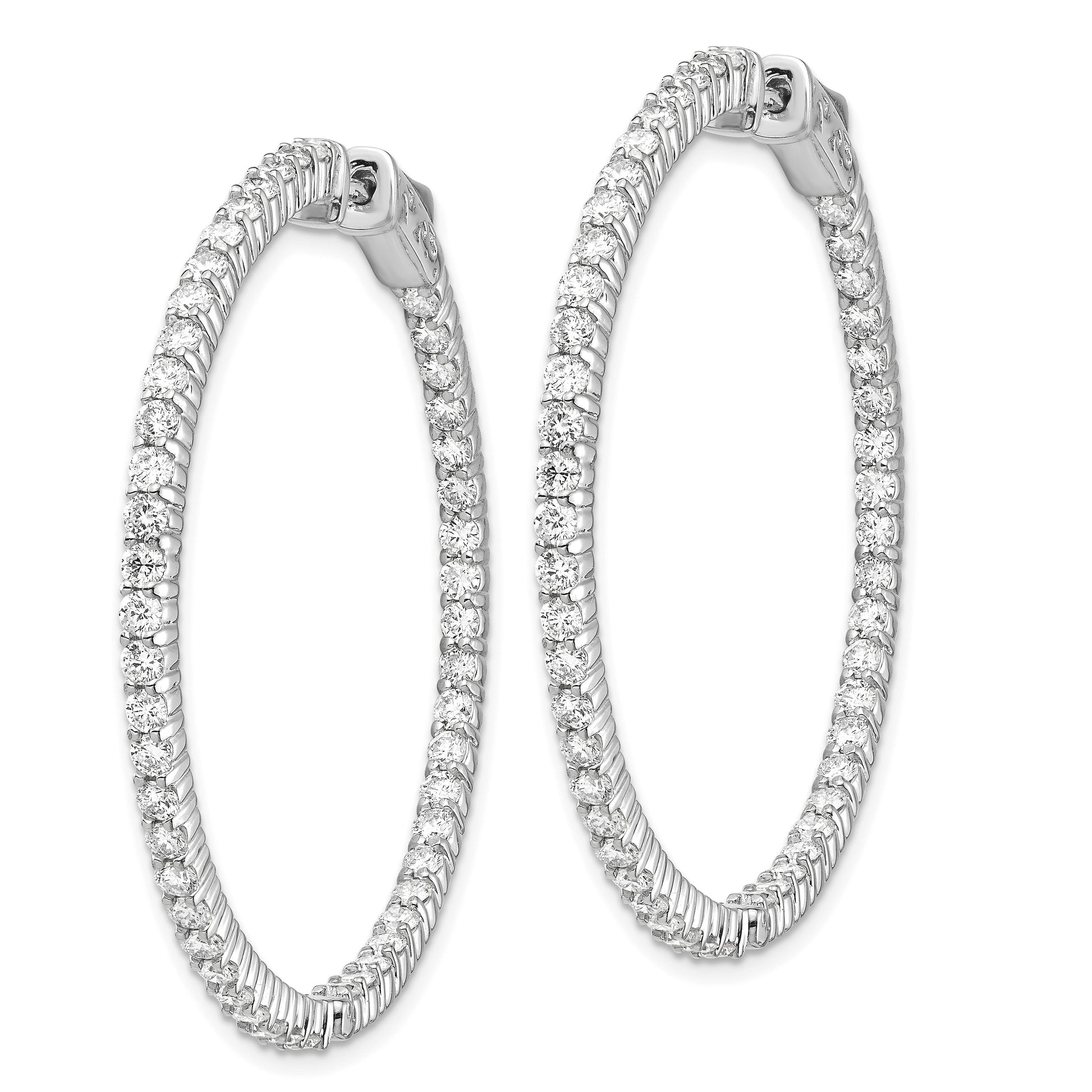 14k White Gold (Holds 100-2.0mm Round) In/Out Hoop w/Safety Clasp Earring Mountings