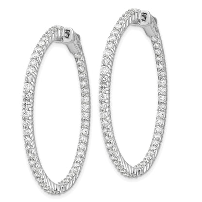 14k White Gold (Holds 100-2.0mm Round) In/Out Hoop w/Safety Clasp Earring Mountings
