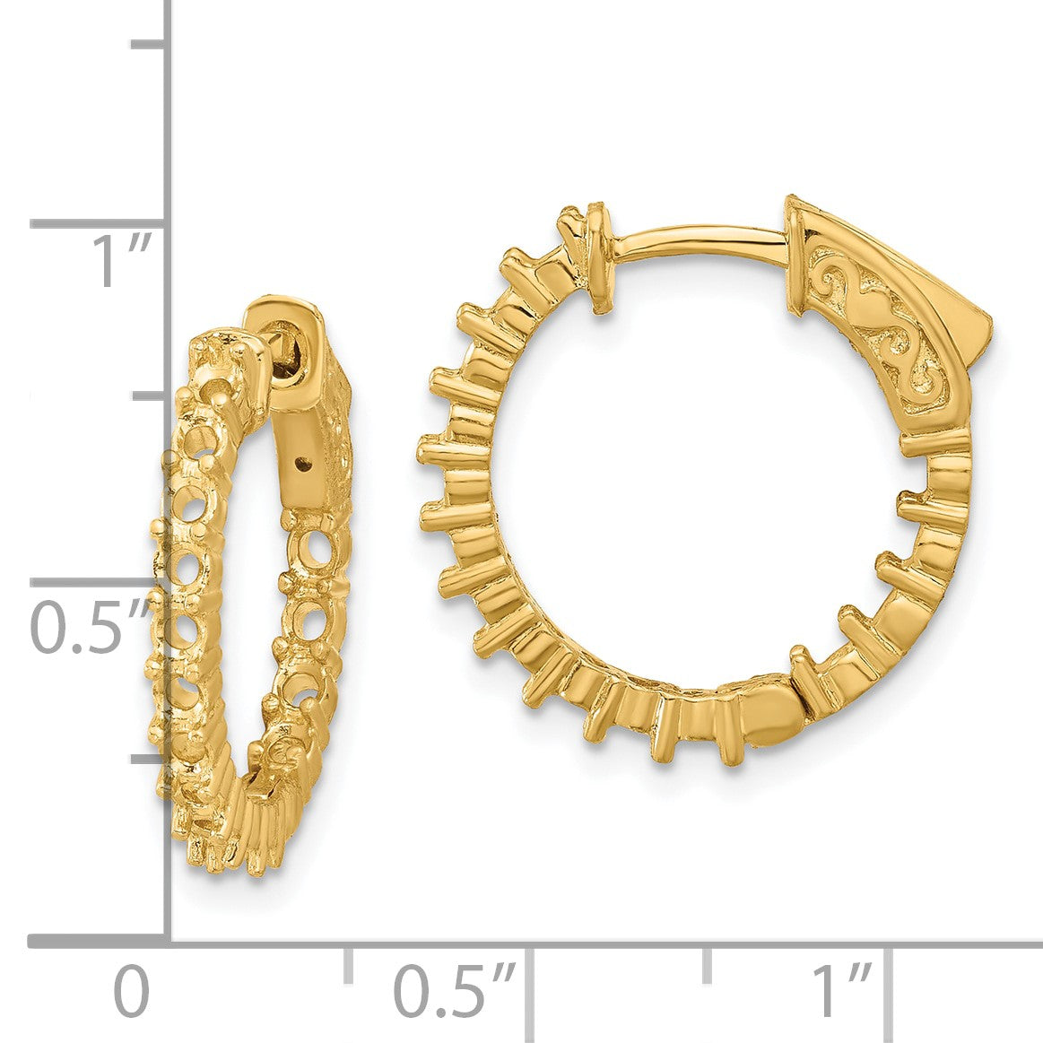 14k (Holds 30-2.3mm Round) In/Out Hoop w/Safety Clasp Earring Mountings