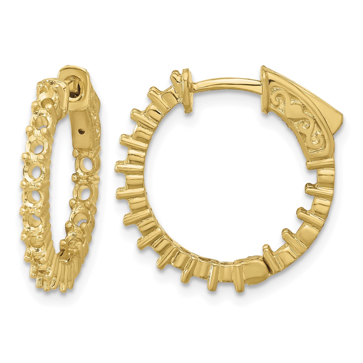 14k (Holds 30-2.3mm Round) In/Out Hoop w/Safety Clasp Earring Mountings