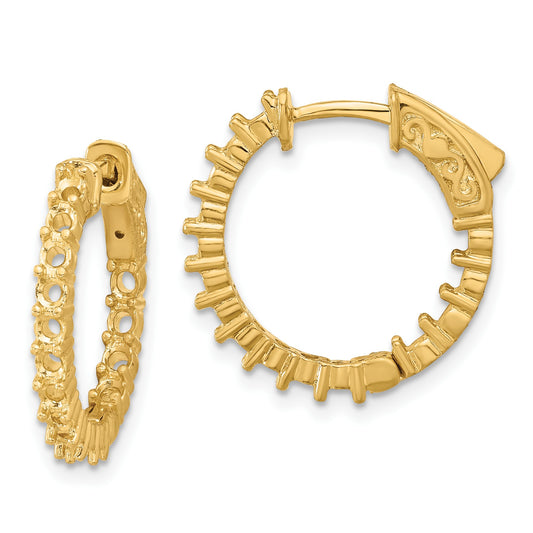 14k (Holds 30-2.3mm Round) In/Out Hoop w/Safety Clasp Earring Mountings
