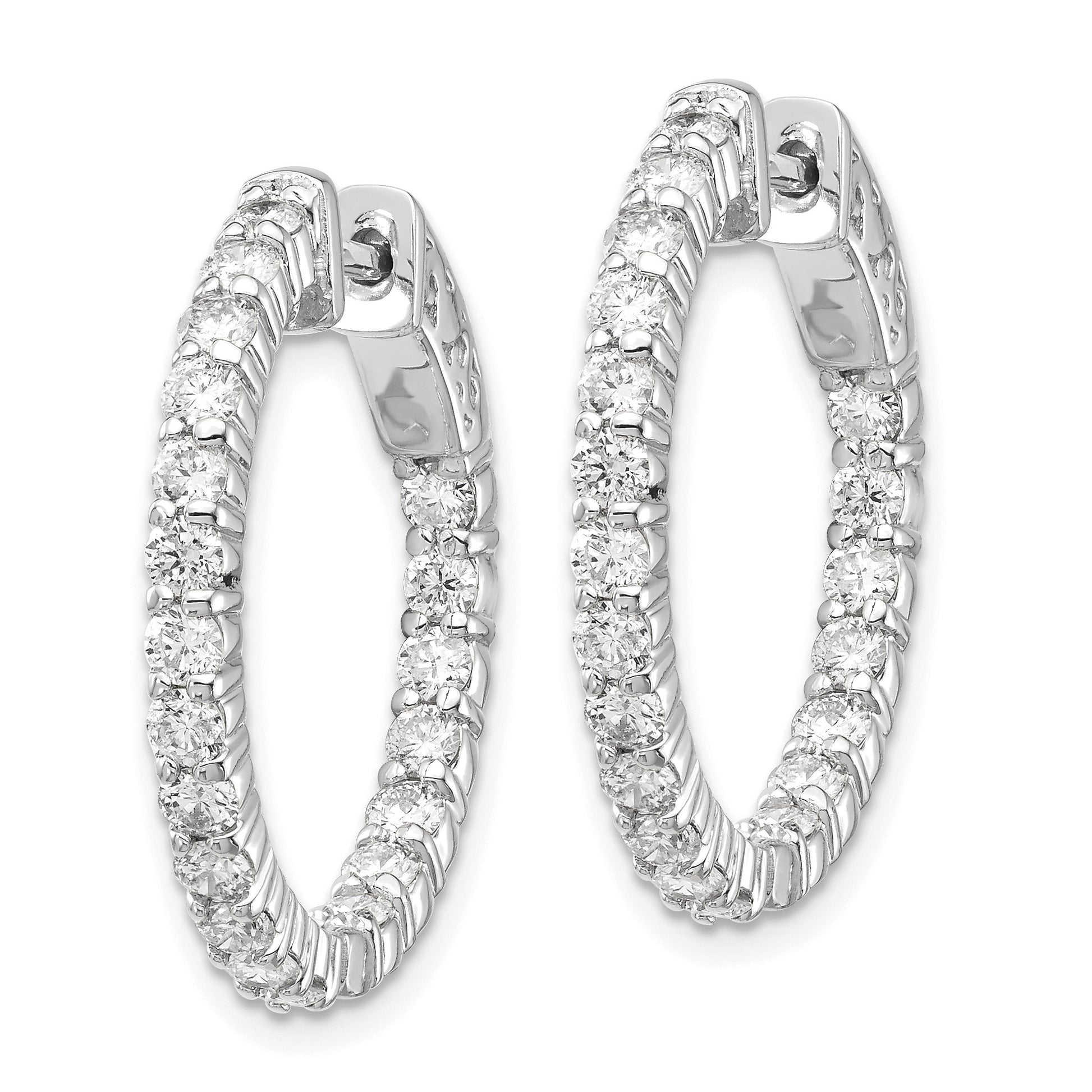 14k White Gold (Holds 40-2.3mm Round) In/Out Hoop w/Safety Clasp Earring Mountings