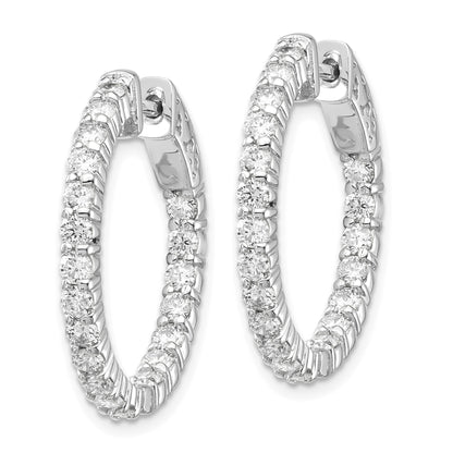 14k White Gold (Holds 40-2.3mm Round) In/Out Hoop w/Safety Clasp Earring Mountings