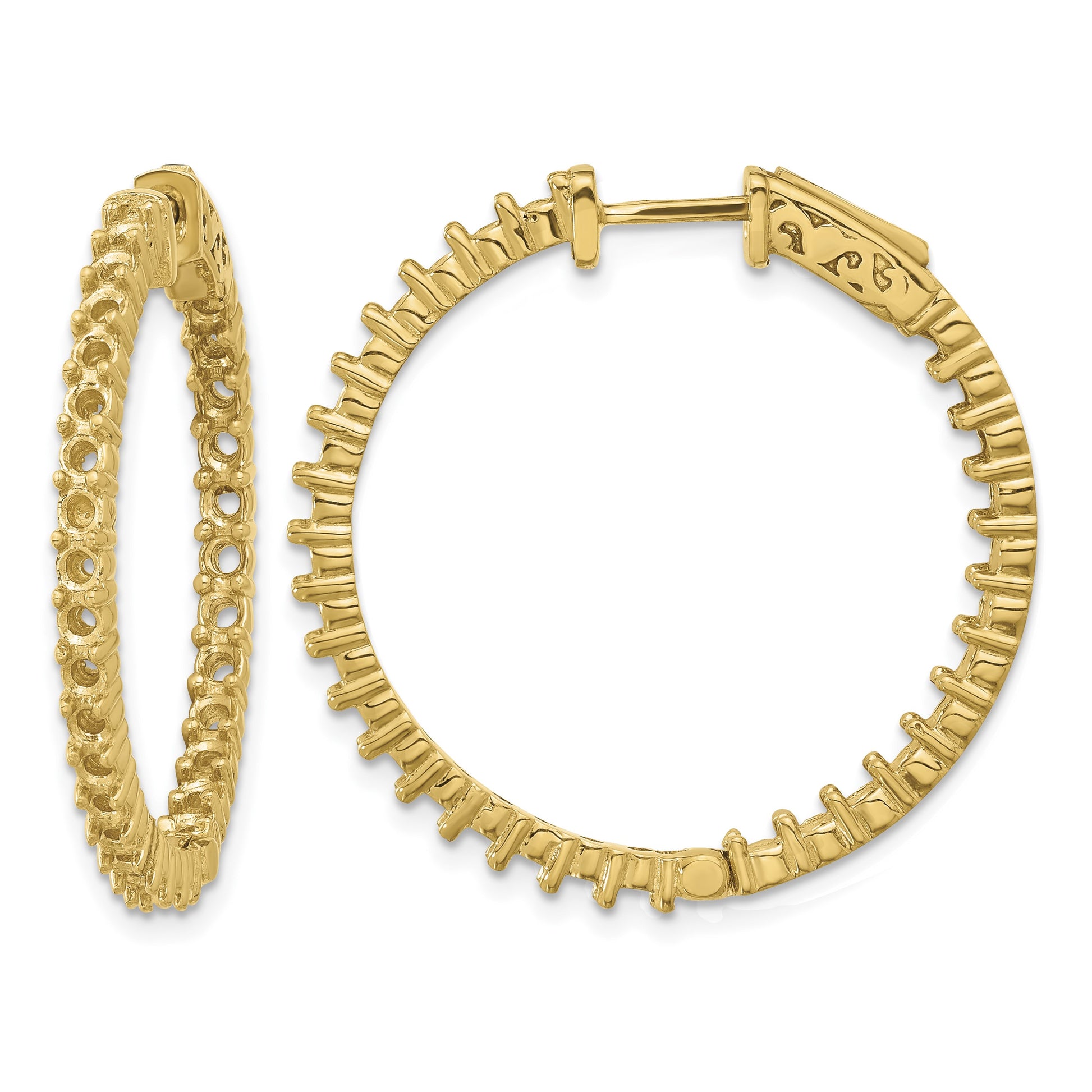 14k (Holds 60-2.3mm Round) In/Out Hoop w/Safety Clasp Earring Mountings