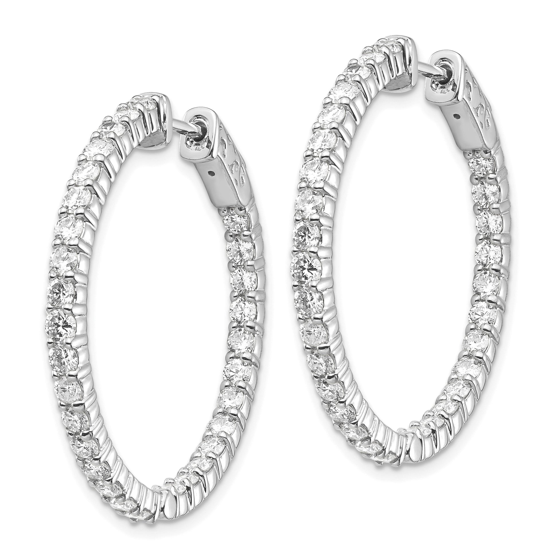 14k White Gold (Holds 60-2.3mm Round) In/Out Hoop w/Safety Clasp Earring Mountings