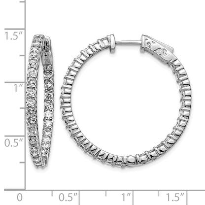 14k White Gold (Holds 60-2.3mm Round) In/Out Hoop w/Safety Clasp Earring Mountings