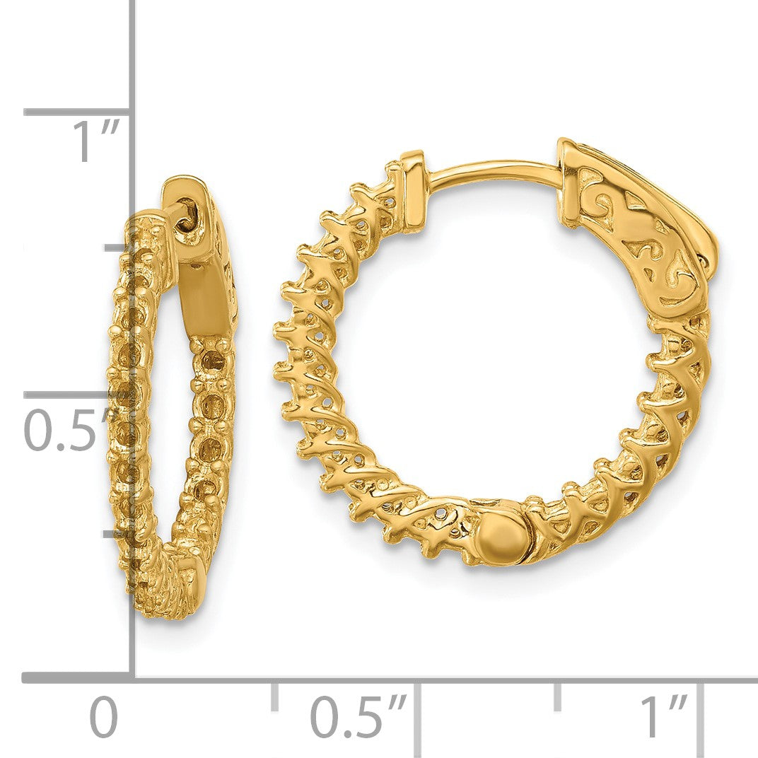 14k (Holds 38-1.7mm Round) In/Out Hoop w/Safety Clasp Earring Mountings