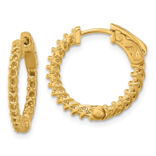 14k (Holds 38-1.7mm Round) In/Out Hoop w/Safety Clasp Earring Mountings