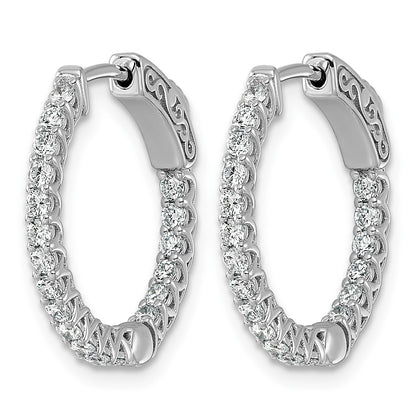 14k White Gold (Holds 38-1.7mm Round) In/Out Hoop w/Safety Clasp Earring Mountings