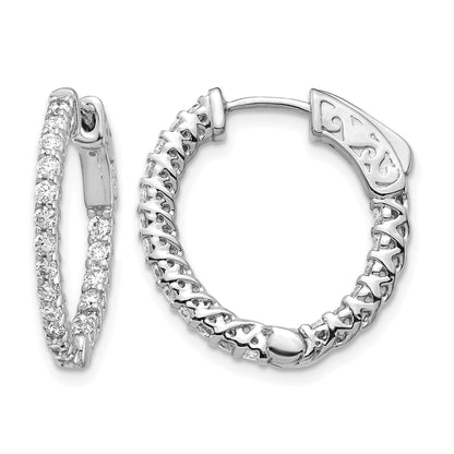 14k White Gold (Holds 38-1.7mm Round) In/Out Hoop w/Safety Clasp Earring Mountings