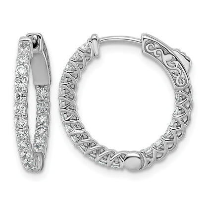 14k White Gold (Holds 38-1.7mm Round) In/Out Hoop w/Safety Clasp Earring Mountings