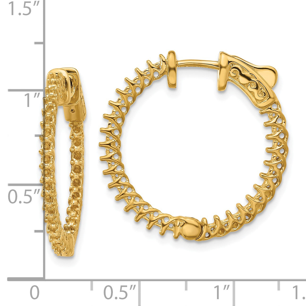 14k (Holds 62-1.6mm Round) In/Out Hoop w/Safety Clasp Earring Mountings
