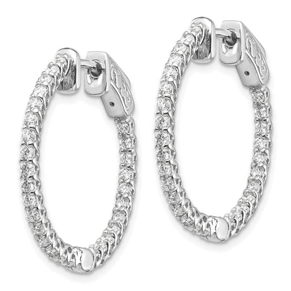 14k White Gold (Holds 62-1.6mm Round) In/Out Hoop w/Safety Clasp Earring Mountings