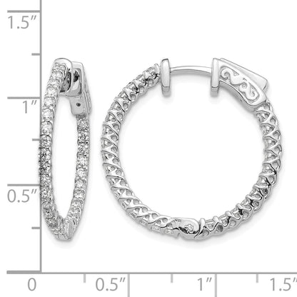 14k White Gold (Holds 62-1.6mm Round) In/Out Hoop w/Safety Clasp Earring Mountings