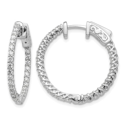 14k White Gold (Holds 62-1.6mm Round) In/Out Hoop w/Safety Clasp Earring Mountings